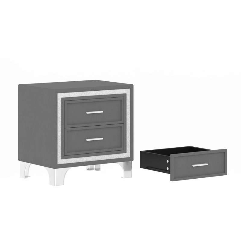 Ensemble de chambre à coucher 3 pièces avec lumières DEL, Gris