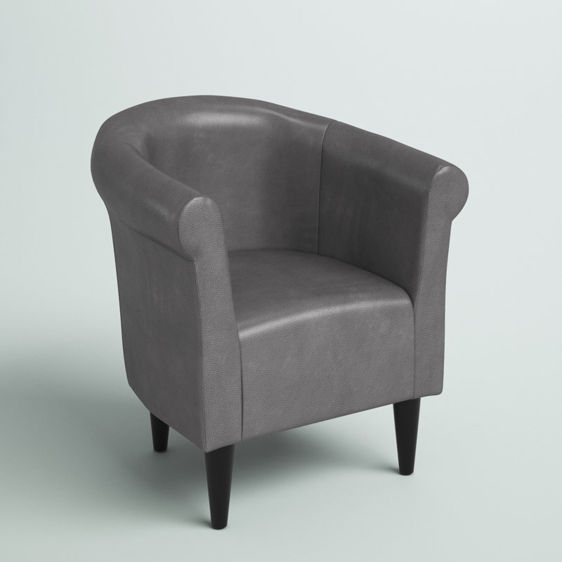 Fauteuil demi-tonneau l 30,5 po Liam, Similicuir gris foncé