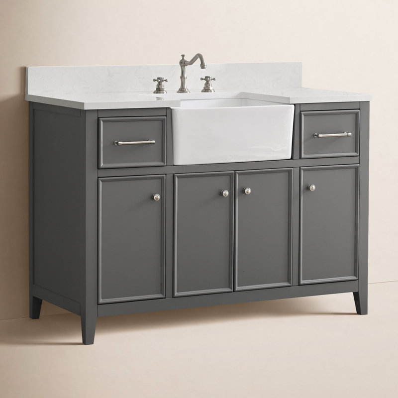 Meuble-lavabo simple 48 po Aisa, Gris / Nickel brossé