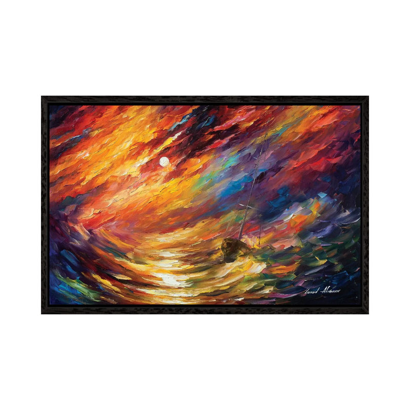 Storm That Never Ends by Leonid Afremov - Painting on Canvas, Black Framed Canvas, 66.04 cm H x 45.72 cm W