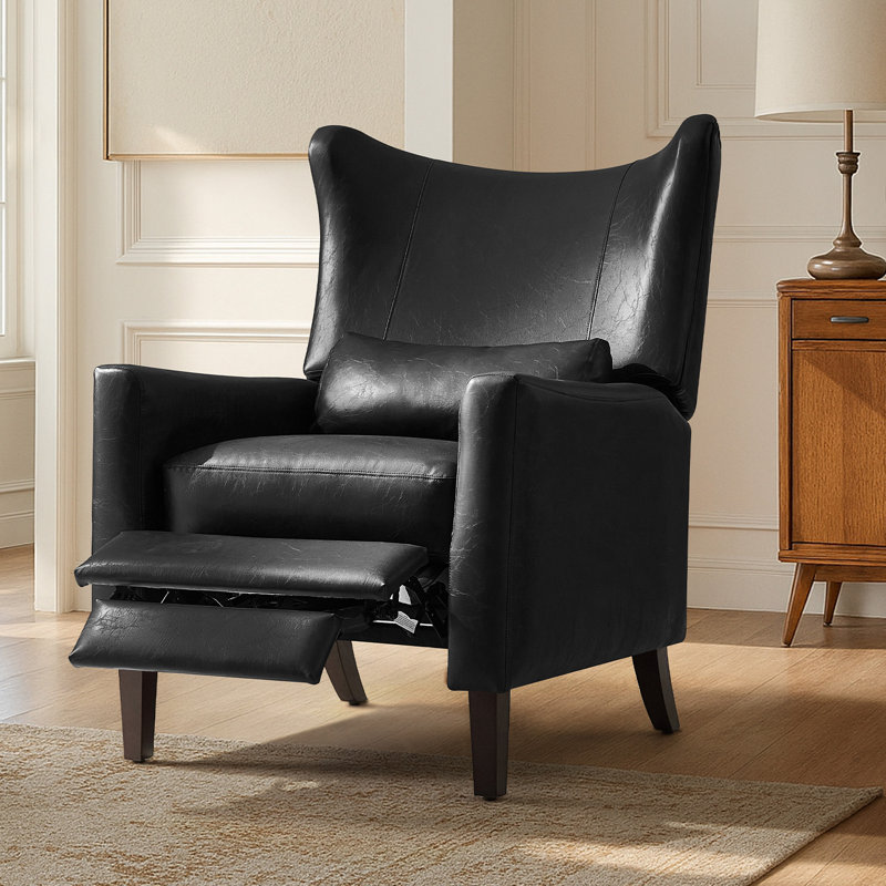 Fauteuil inclinable manuel en faux cuir Alexis, Noir