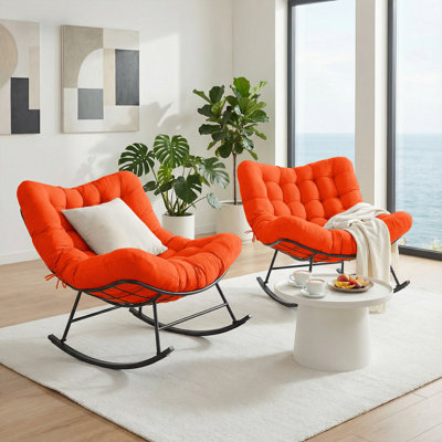 Oversized Patio Rocking Chair With Cushion Set Of 2 by Red Barrel Studio