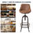 Industrial Bar Stool With Leather Backrest 29.53-35.43Inch Height Adjustable Rustic Swivel Office Chairs Vintage Pub Stools For Kitchen Island Dining Room Living Room