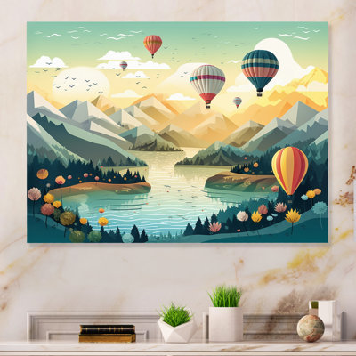 High In The Skies Hot Air Ballon - montgolfière, reproduction d'art en métal