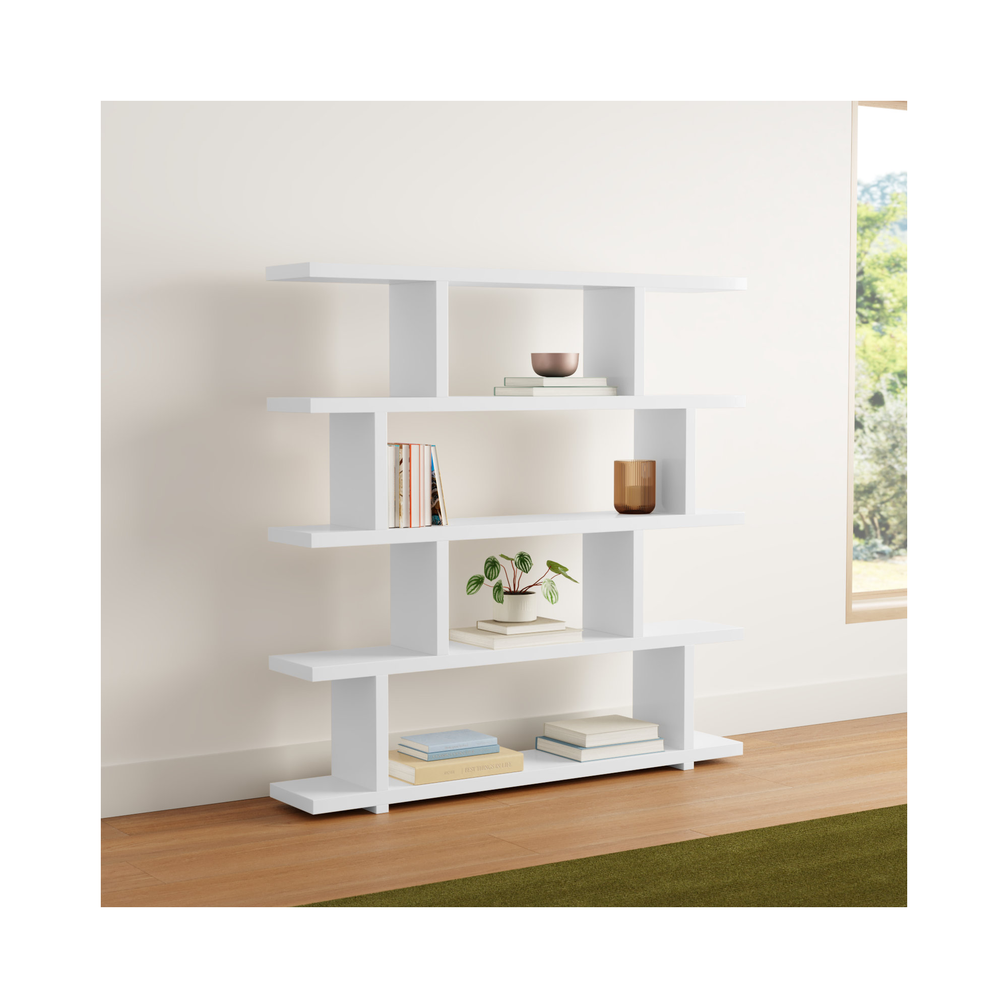 Annora Wide Bookcase, White
