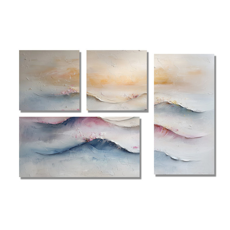 Parallel Streams of Lavender Coastal Horizon II - Coastal Large, art mural 4 pièces, Toile tendue, Ne s’applique pas