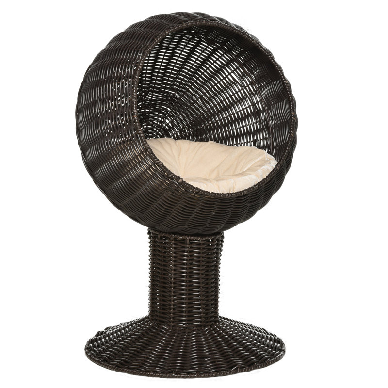 Rattan Wicker Elevated Cat House Kitty Scratch House