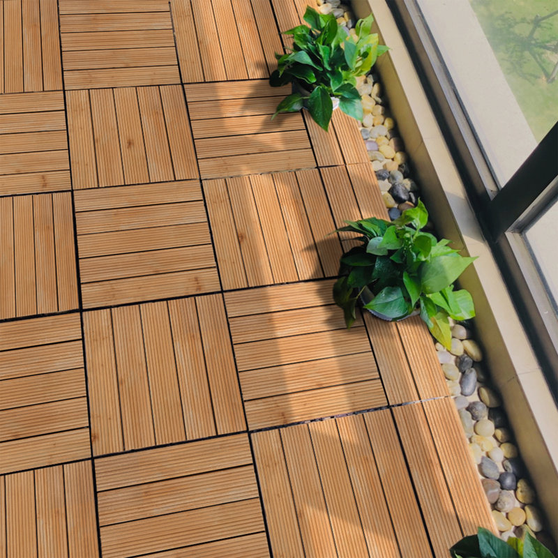 12" x 12" Solid Wood Interlocking Deck Tile, Natural Wood