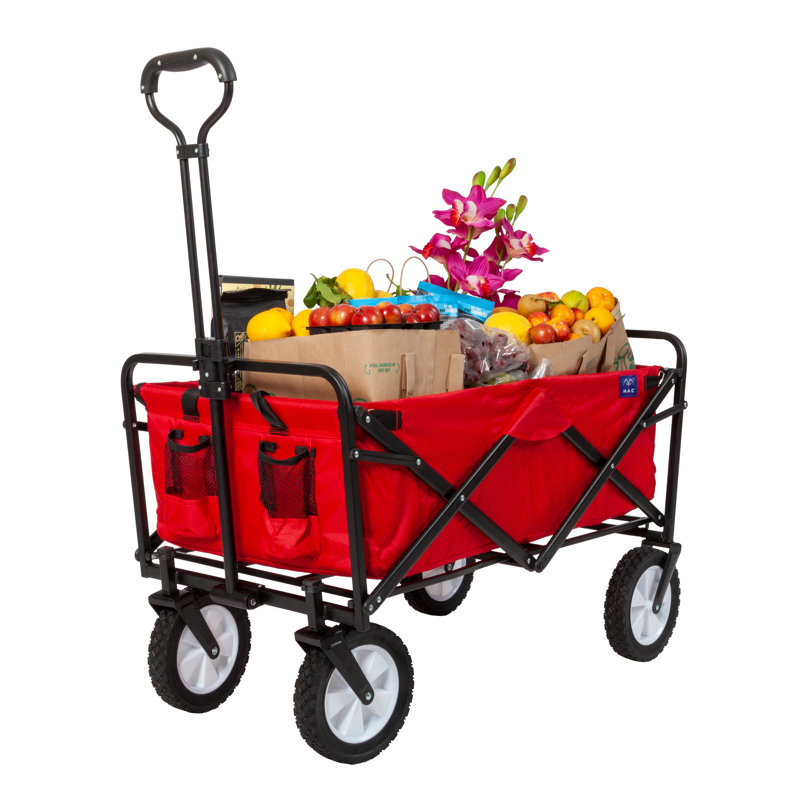 Red Steel Frame Collapsible Outdoor Utility Wagon
