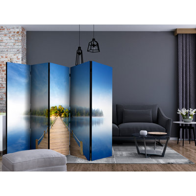 Glorine 225 cm W x 172 cm H 5 - Panel Solid Wood Folding Room Divider