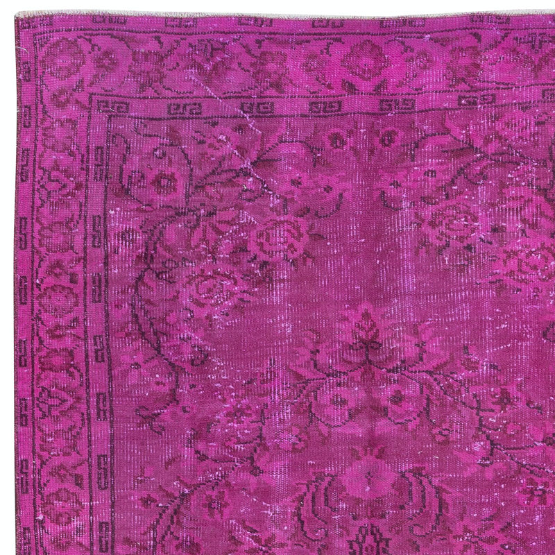 Tapis rose contemporain 4,5 pi 7,8 pi, tapis turc fait à la main