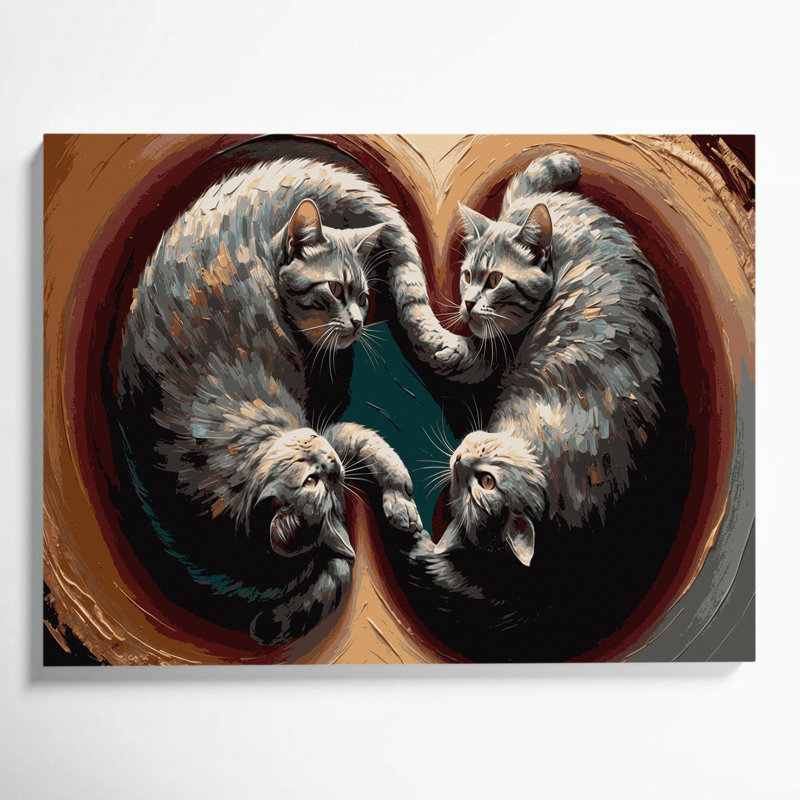 Cats European Shorthair, art mural sur toile brune, H 11 po x l 14 po