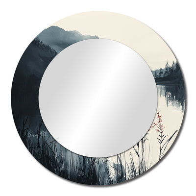 White And Black Silent Ridge - Lake House Accent Wall Mirror - Printed On Metal