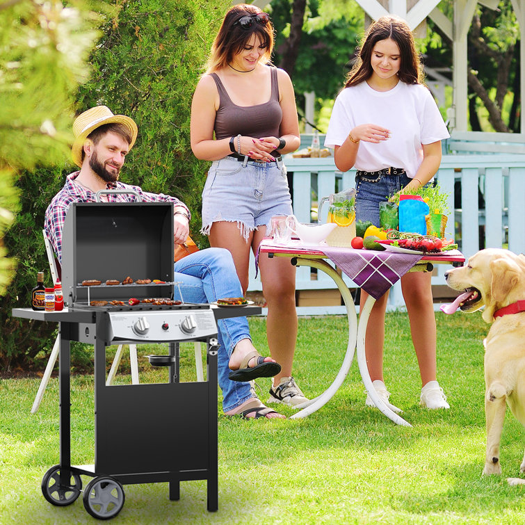 R.W.FLAME 2 Burners 20000 BTU Propane Grill with Side Shelves