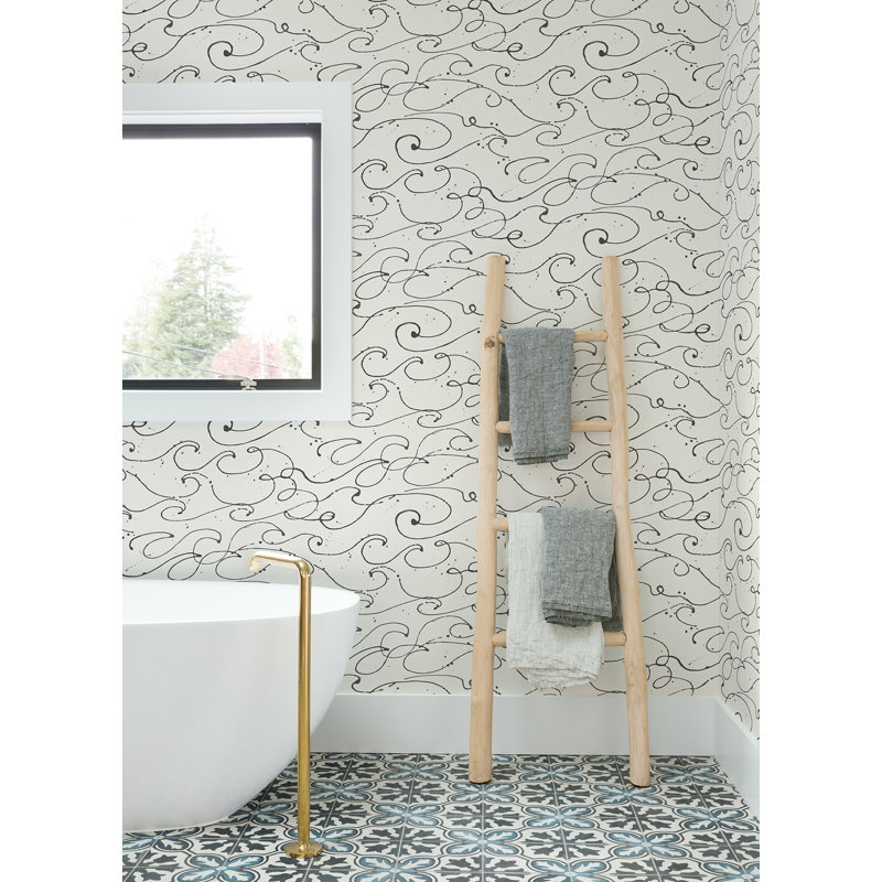 Rouleau de papier peint L 33 pi x l 20,5 po Demetre Kuroshio, Gris anthracite
