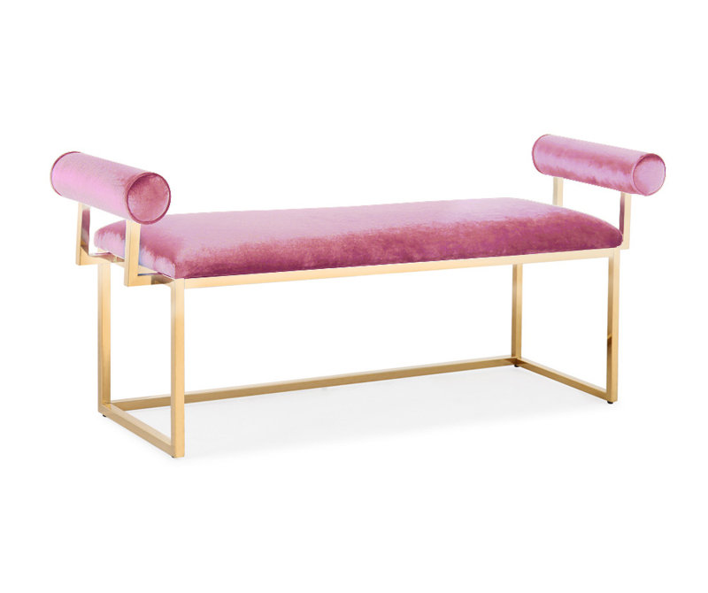Ingle Fabric Upholstered Bench, Silver/Steel