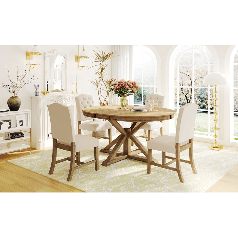 Ensemble de table de salle à manger avec table extensible et 4 chaises rembourrées pour la salle à manger et le salon