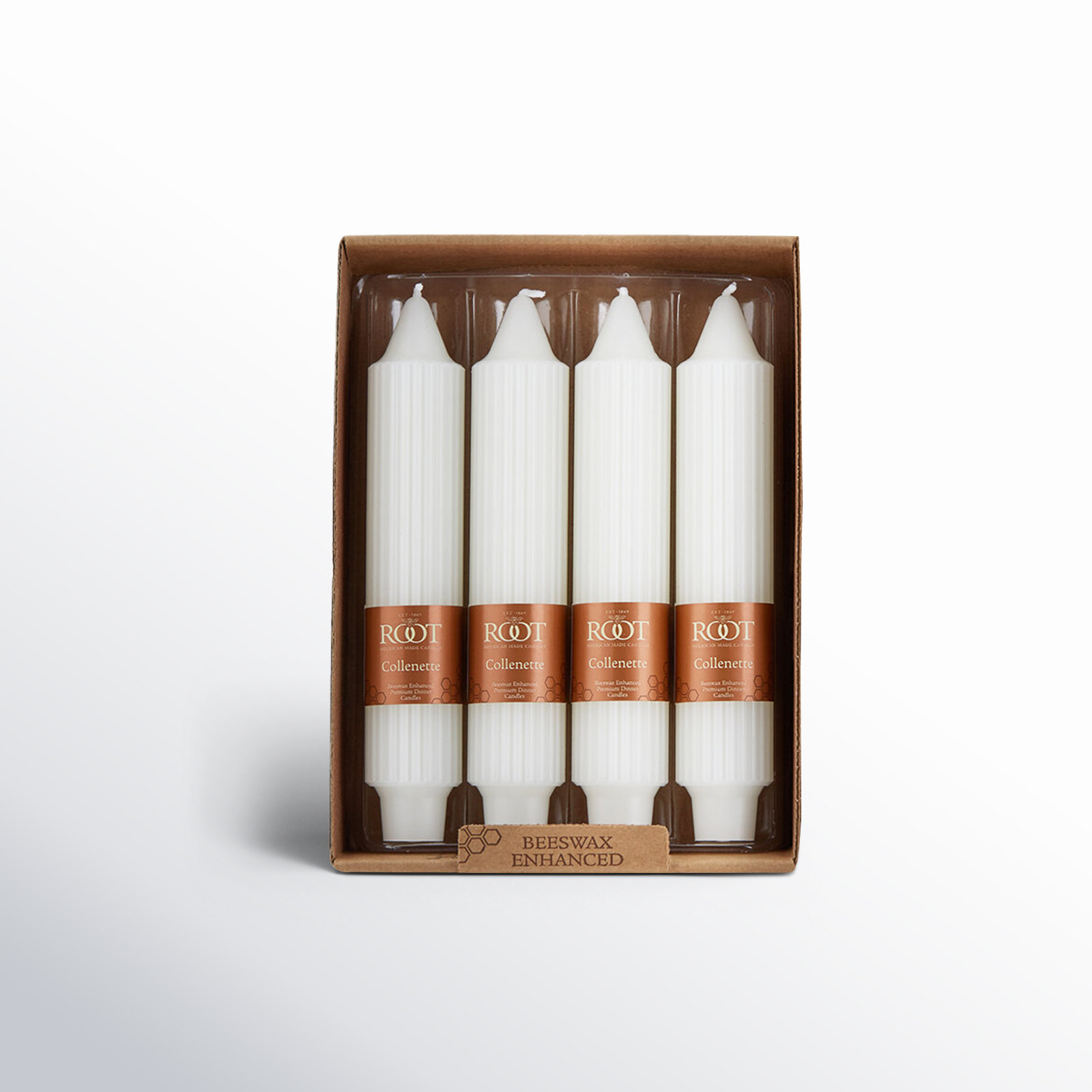 Unscented Taper Candle, White, 9" H x 1.25" W x 1.25" D
