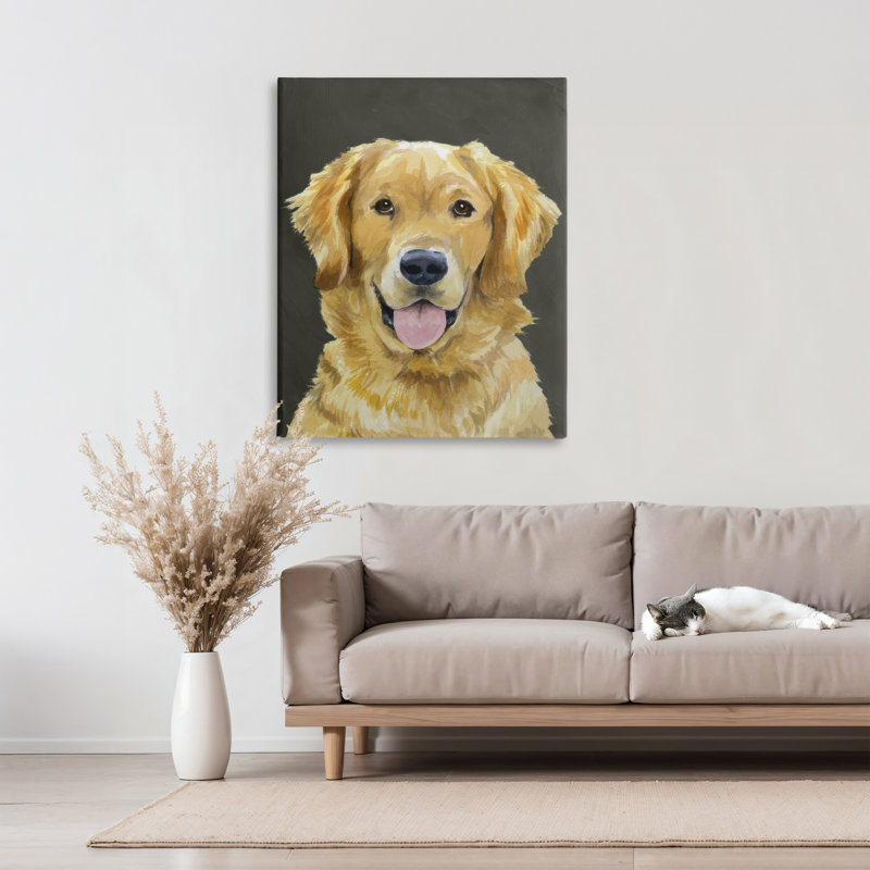 Joyeux Golden Retriever, toile peinte par Lil 'Rue, 40 x 30