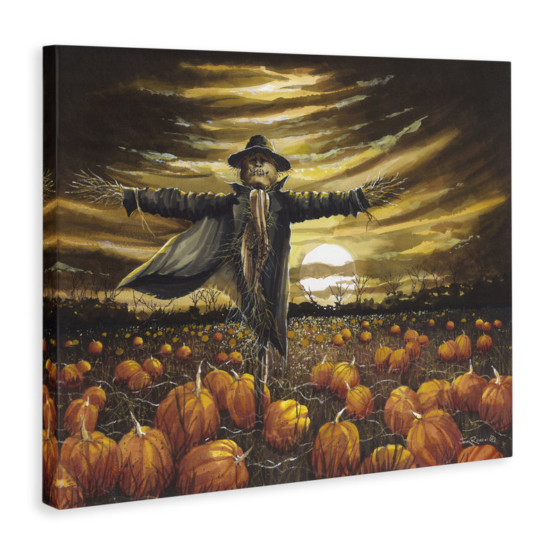 "Scarecrow in Pumpkin Field", art mural par John Rossini, H 36 po x l 48 po