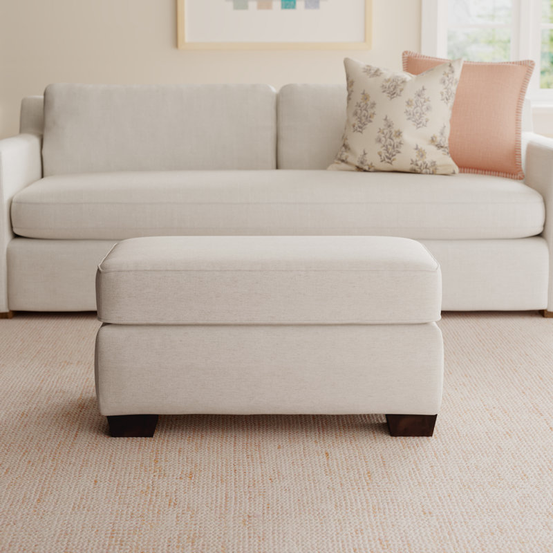 Porter Upholstered Ottoman, Nomad Snow Crypton® Chenille