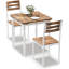 Ensemble de table de salle à manger pour 2 tables de salle à manger compactes et chaises 3 pièces ergonomiques et confortables, idéales pour les petits espaces cuisines, appartements - blanc et brun-2095201549-2095201548