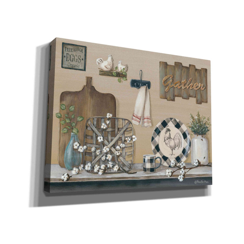 «Farmhouse Kitchen» par Pam Britton, art mural sur toile, H 26 po x l 34 po x P 1,5 po