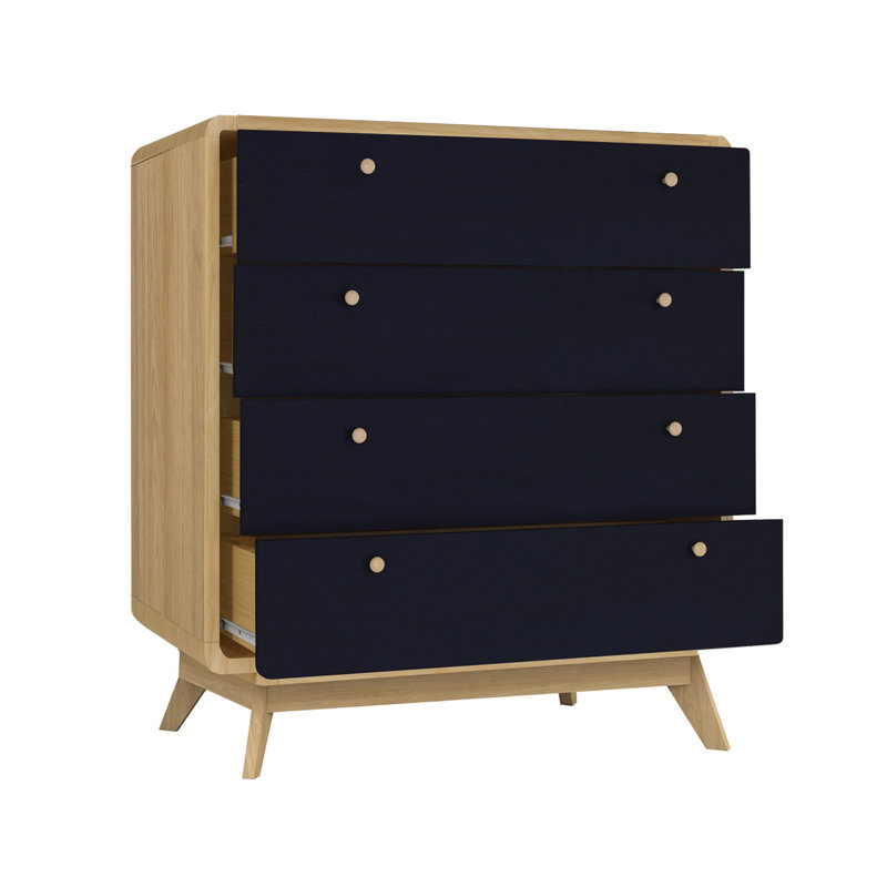 Justine 4 Drawer 80Cm W Chest of Drawers, Oak/Black