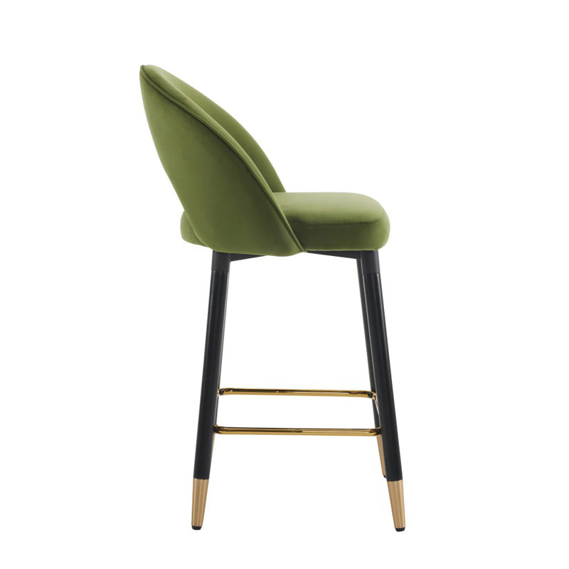 Avren Upholstered Counter Stool with Metal Frame, Green