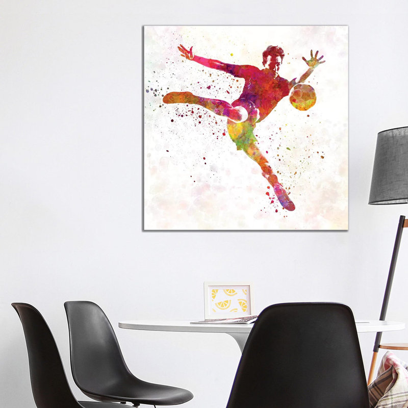Man Soccer Football Player VIII 1 Piece Wrapped Canvas Painting, 93.98cm H x 93.98cm W x 1.91cm D