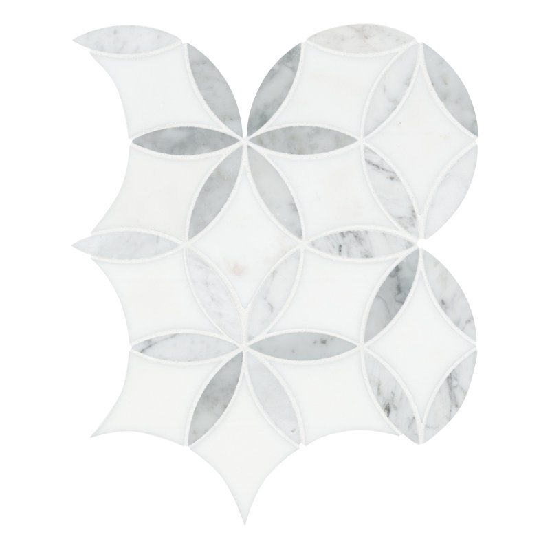 Obscura Fiorello 9 in. x 10 in. Polished Marble Mosaic Floor and Wall Tile
