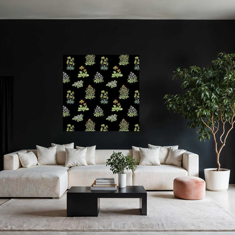 Art contemporain, art floral rétro, H 48 po x l 48 po