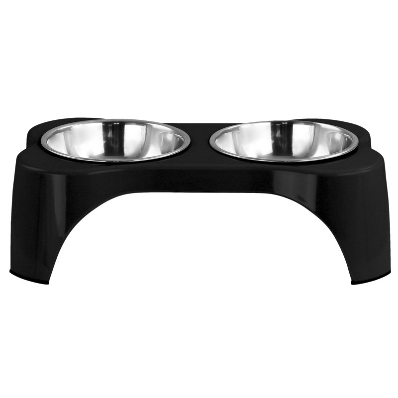 Ensemble de 3 bols surélevés pour animaux de compagnie Gibson Home Bow Wow Meow, Noir