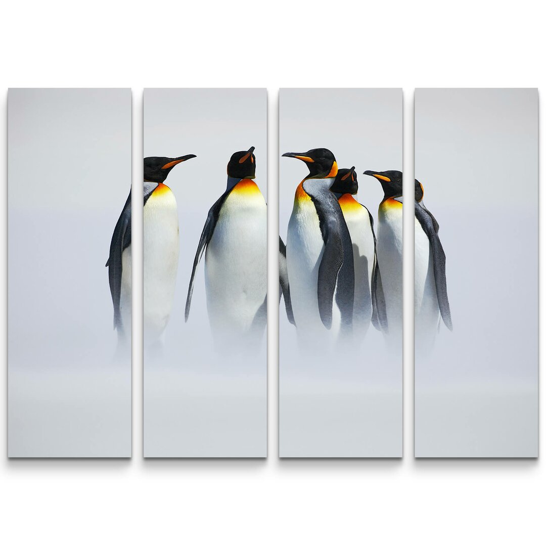 4-tlg. Leinwandbilder-Set Pinguin Gruppe