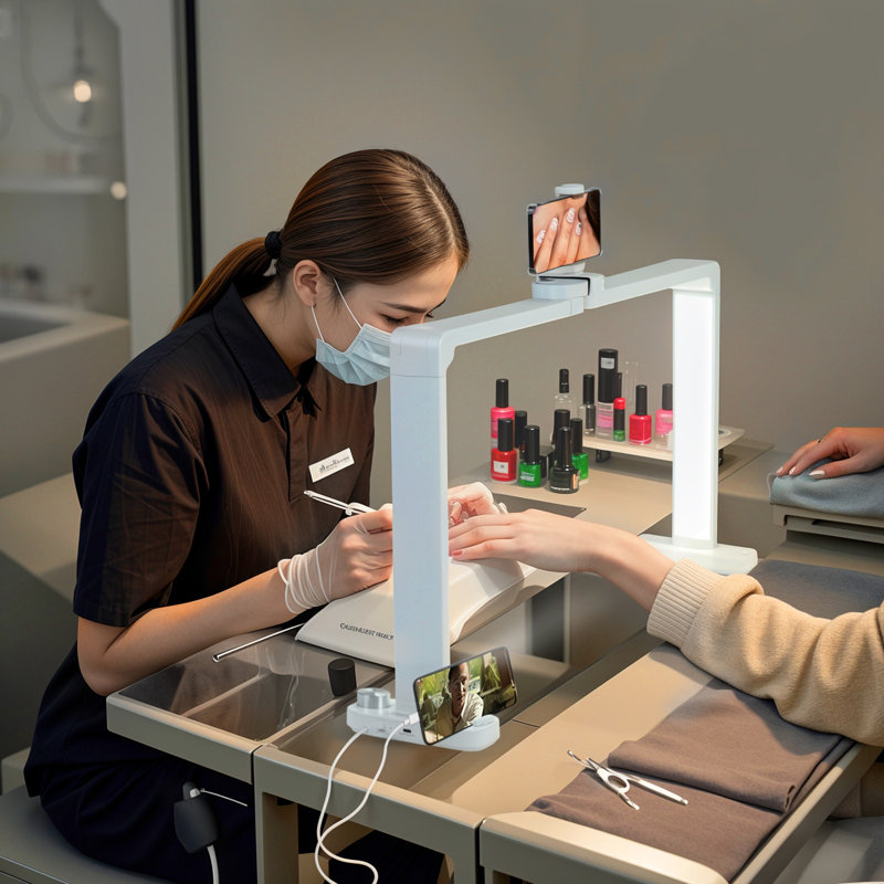Foldable Nail Tech Lamp For Desk,34inch Led Nail Lamp With Usb Ports,4 Phone Holder And Stepless Dimming,6000k Manicure Light For Eyelash Extension, Tattoo, Eyebrows(white)