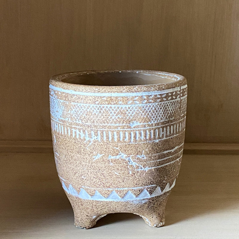 Rustic Modern Ceramic Planter, 6" H x 5.5" W x 5.5" D