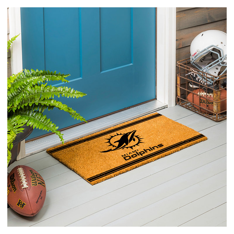 28in. x 16in. NFL Single Color Outdoor Coir Door Mat, Miami Dolphins