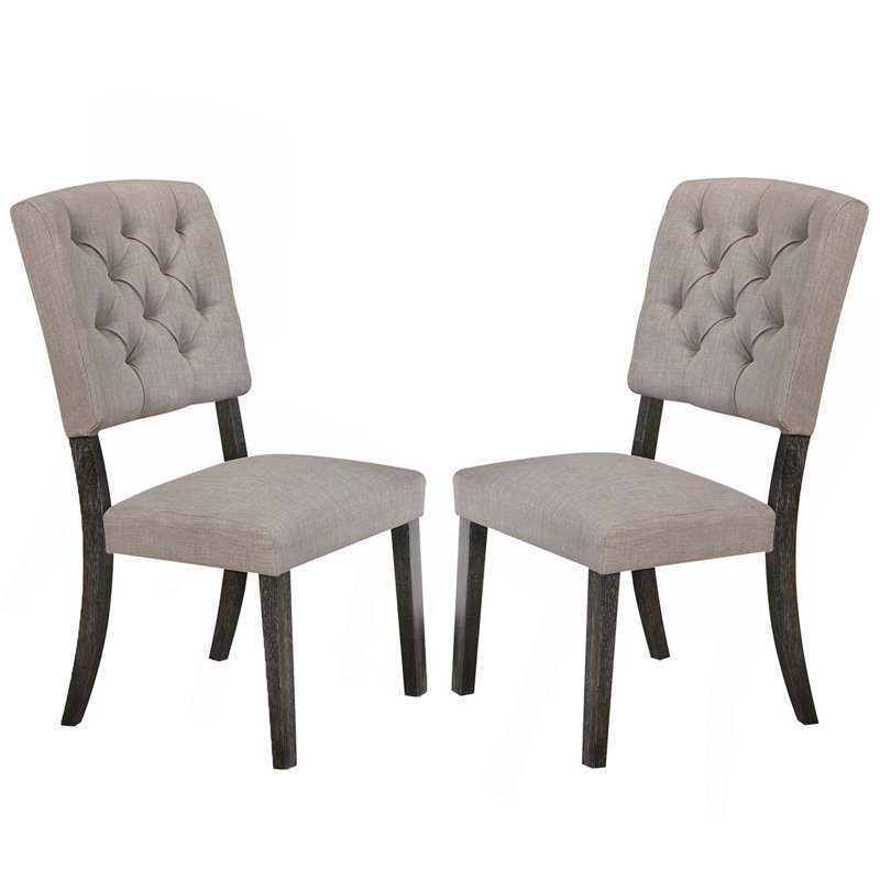 Ensemble de 2 chaises d'appoint avec siège et dossier rembourrés en tissu, beige et chêne gris vieilli