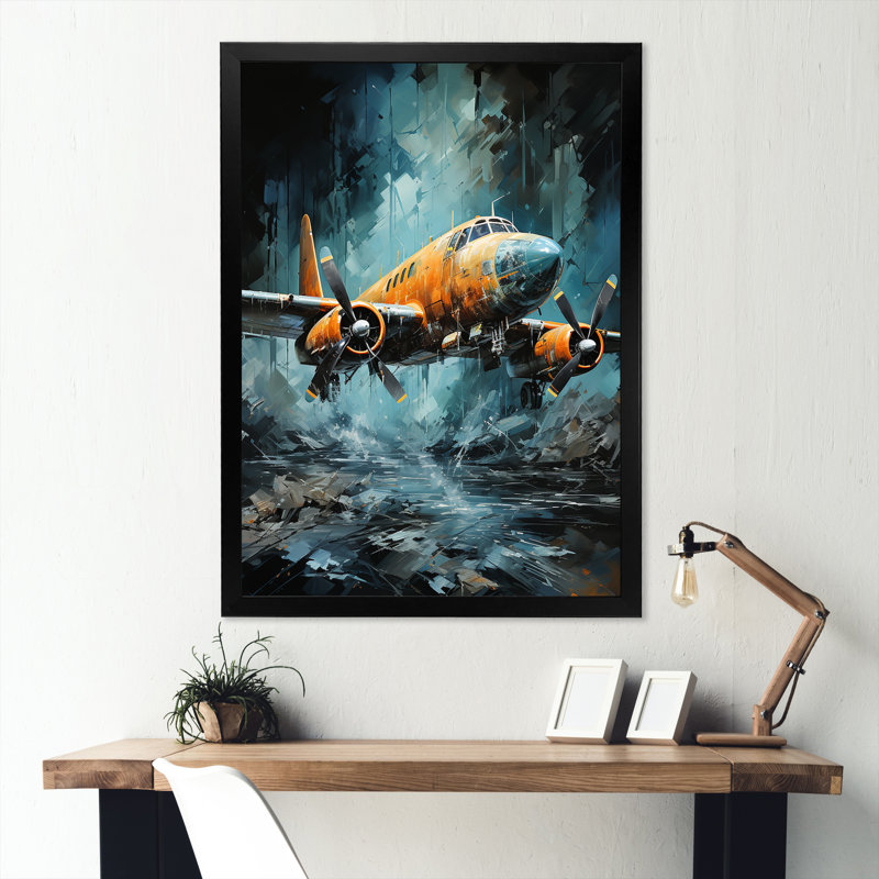 Reconnaissance aérienne d'un avion militaire sur toile, Cadre simple noir, H 20 po x l 12 po x P 1 po