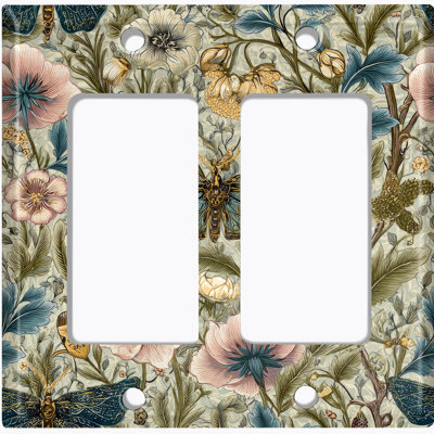 Couvercle de plaque d'interrupteur en métal; Format standard américain - feuillage floral