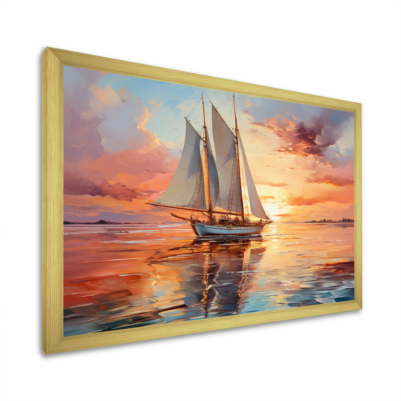 Sailboat Coastal Dreams I - Sailing Boat Wall Decor, H 34 po x l 44 po x P 1,5 po, Cadre doré simple