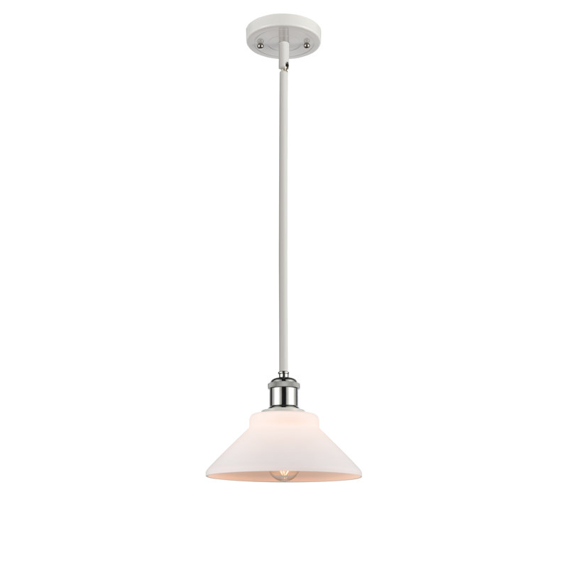 Luminaire suspendu conique 1 lumière Newton St Loe, Ampoule non incluse, Blanc et chrome poli, Blanc mat