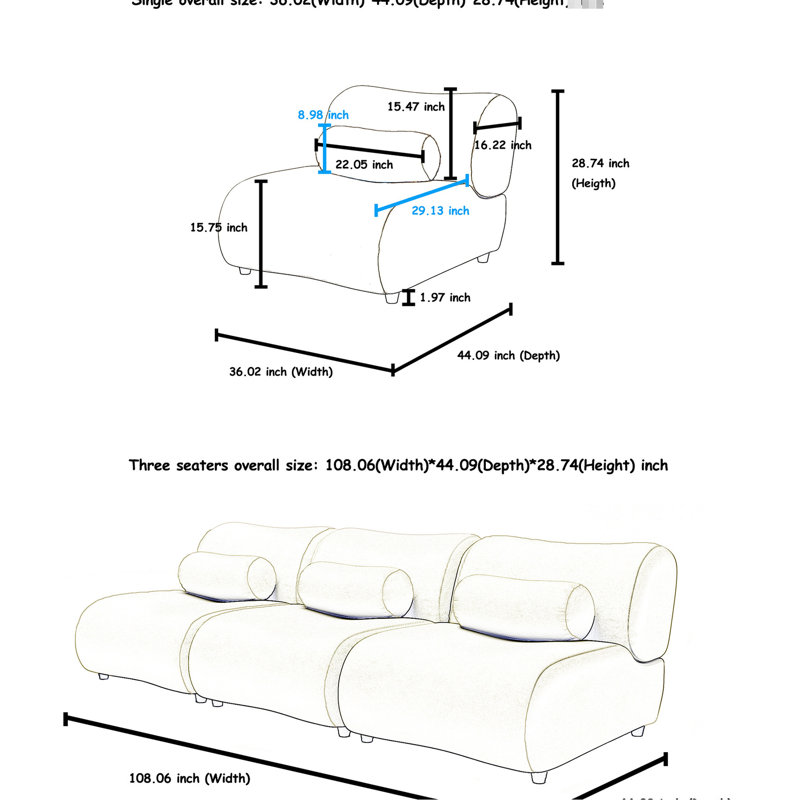 Élégante chenille modulaire 3 - Assise profonde et attrayante allure de salon