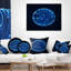 Blue Glowing Particles - coussin imprimé abstrait