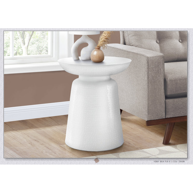 Contemporary Metal Accent Table, Versatile for Nightstand, End, or Side Use, Burr-Free and No Assembly Required, White