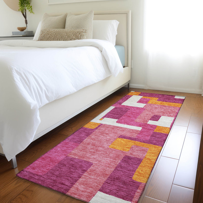 Premium Machine Washable Prisco Pink Rug, Runner 2'3" x 7'6"