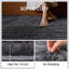 Tapis gris à poils longs à côtes hautes et antidérapantes lavable à la machine-664383862