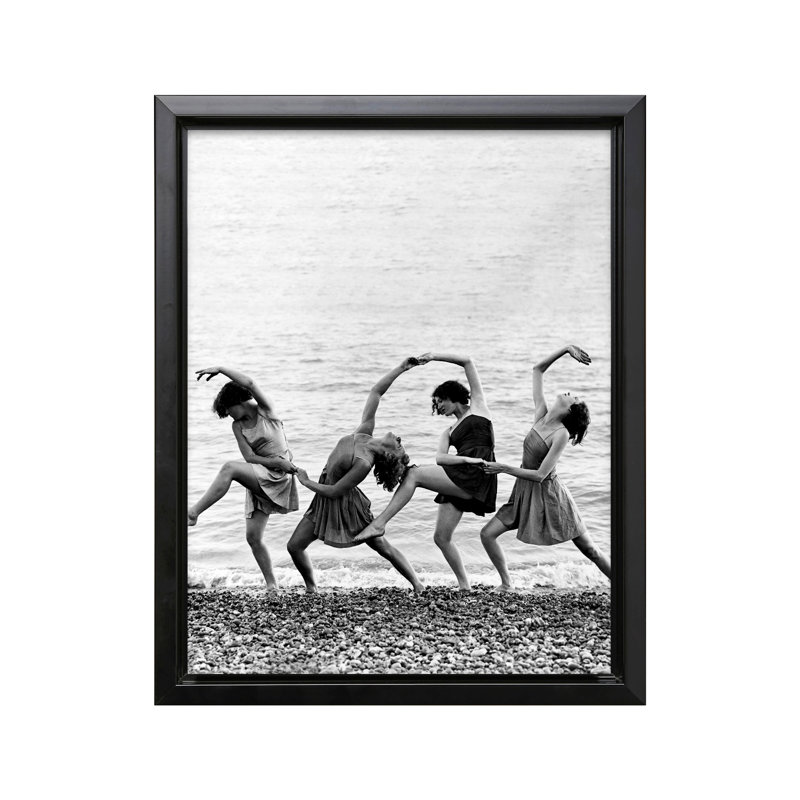 Beach Dancers, Black Framed, Canvas, 08"H x 10"W