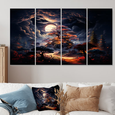«Black Nebula Nights Castle Treehouse II», art mural 4 pièces