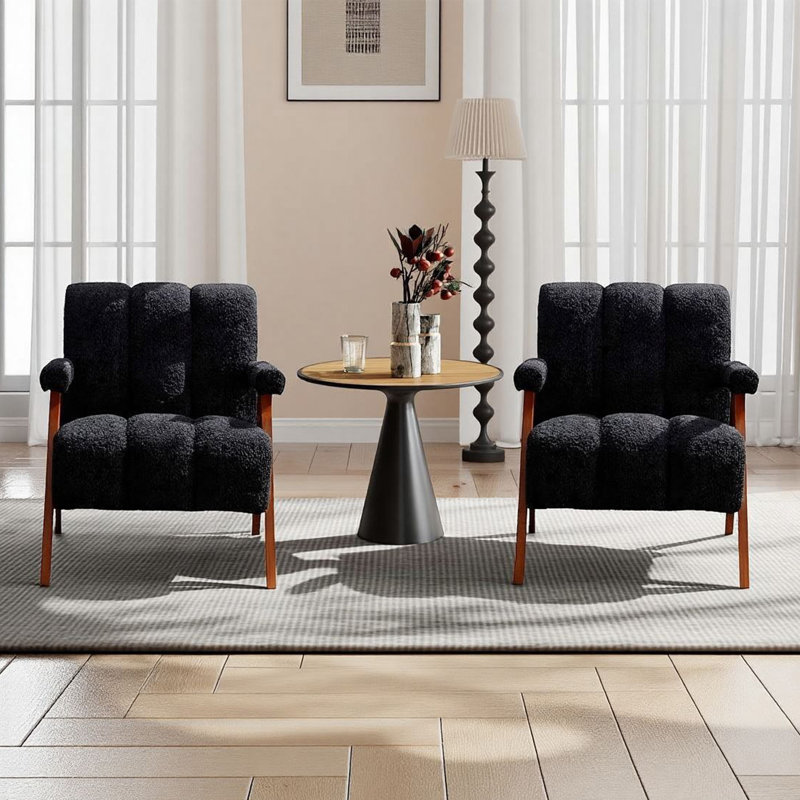 Ensemble de 2 chaises d'appoint Mid-Century Modern, Black